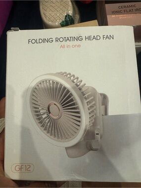 Folding Rotating Head Fan - White (GF12)